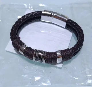 Pulsera Cuero Trenzado Cierre Magnético