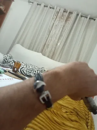 Pulsera hombre cuero y plata