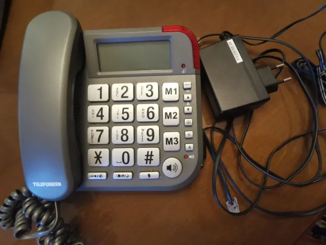 Teléfono Telefunken números grandes gris