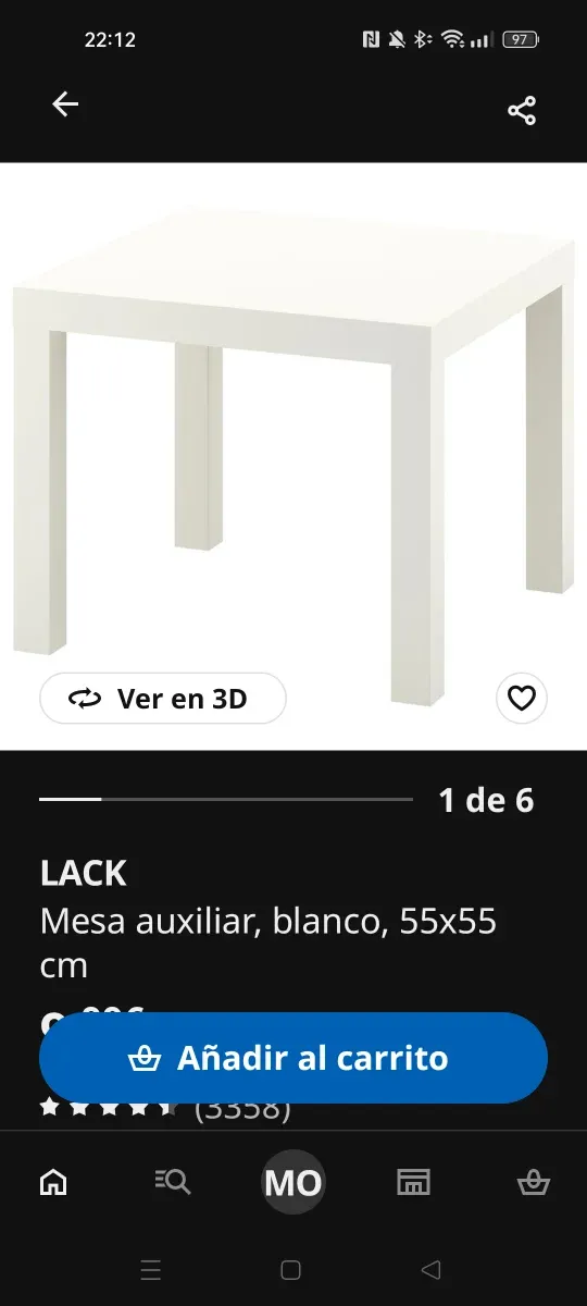 Mesa auxiliar LACK blanca 55x55
