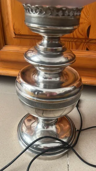 Lámpara Mesa Vintage Cristal y Metal