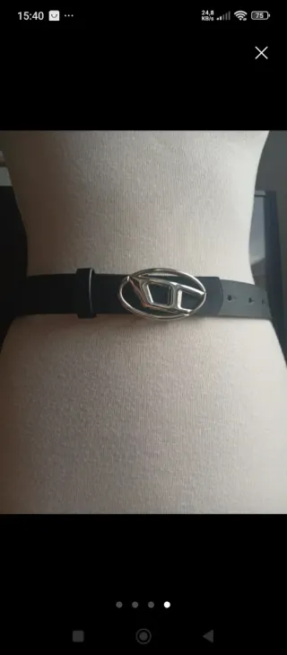 Cinturón Diesel Negro Hebilla Plateada