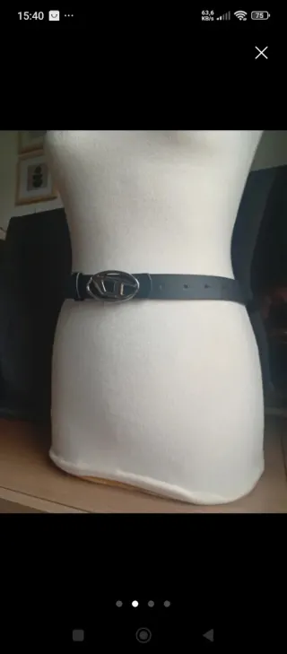 Cinturón Diesel Negro Hebilla Plateada