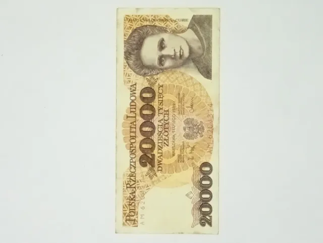 Billete 20000 Zlotych Polonia 1989 Maria Curie