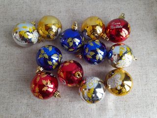 Palline Natalizie Vetro Oro e Rosso