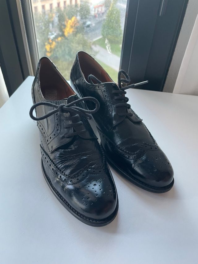 Zapatos Piel Oxford Tacón