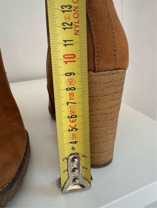 Botines Chelsea, ante, tacón ancho madera, mujer