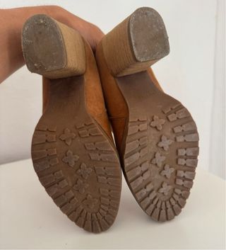 Botines Chelsea, ante, tacón ancho madera, mujer