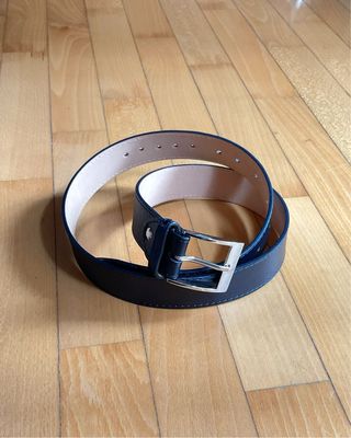 Cintura vera pelle blu scuro fibbia argento 100 cm