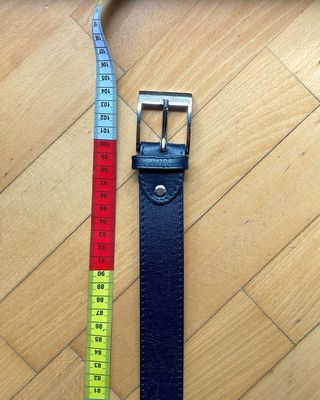 Cintura vera pelle blu scuro fibbia argento 100 cm