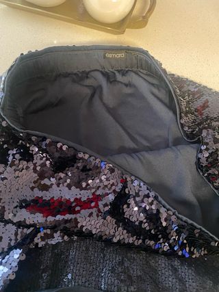 Falda lentejuelas azul marino elástica