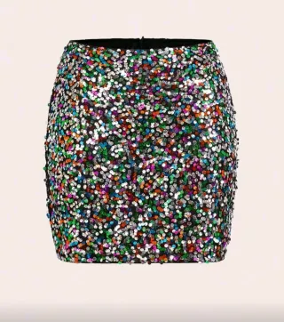 Falda corta lentejuelas multicolor