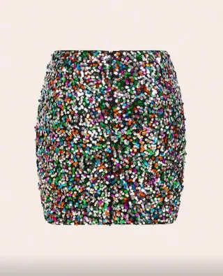 Falda corta lentejuelas multicolor