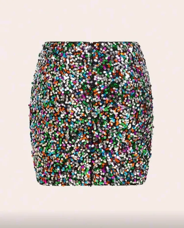 Gonna corta con paillette multicolore