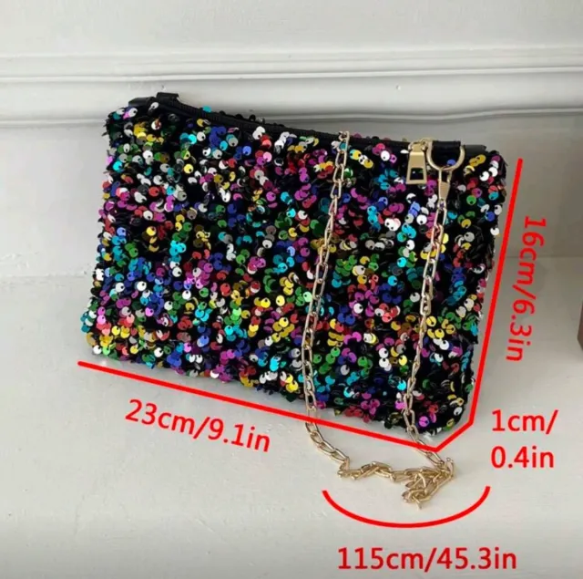 Borsa da festa con paillettes multicolore