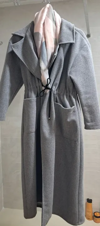 Abrigo largo paño gris