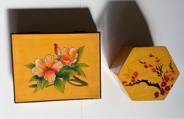 2 Cajas Joyero Madera Laminada Flores