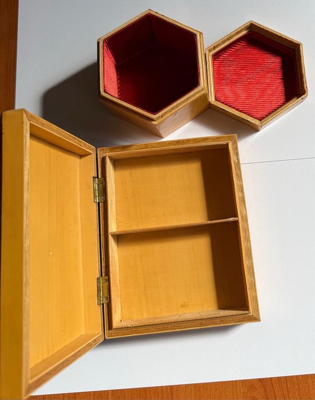 2 Cajas Joyero Madera Laminada Flores