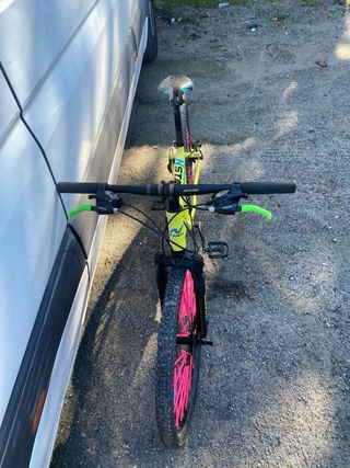 Bicicleta Montaña Verde Neumáticos Rosas