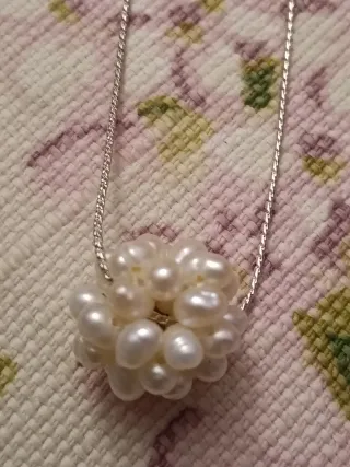 COLGANTE COPO DE NIEVE DE PERLAS PLATEADO