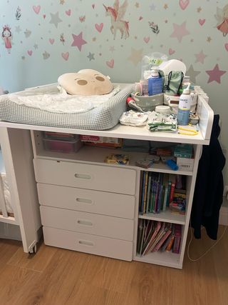 Trocador, branco branco/com 4 gavetas, 90x79x100 c