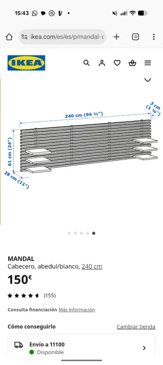 Cabecero de Cama Ikea MANDAL