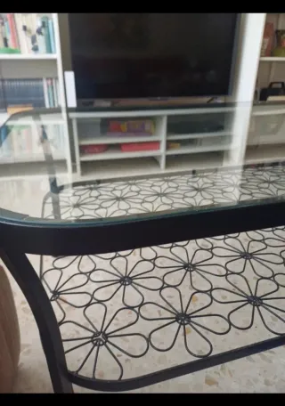 Mesa de centro cristal y metal