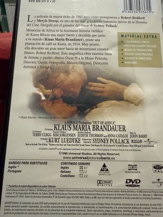 DVD Memorias de África
