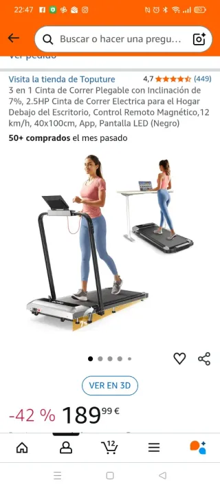 Cinta de Correr Plegable Toputure