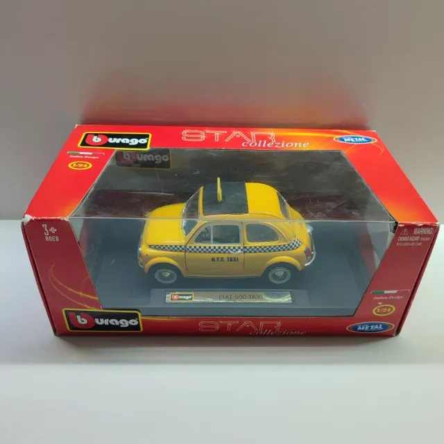 Coche a escala Burago Fiat 500 Taxi 1/24