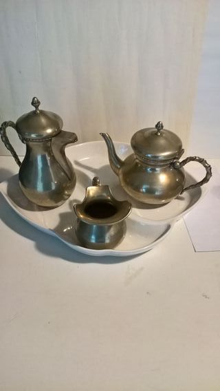 Set the, caffè, latte, in peltro