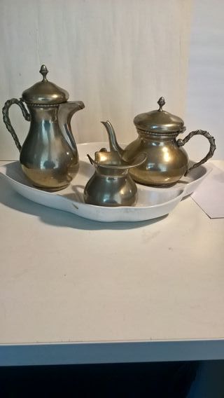 Set the, caffè, latte, in peltro