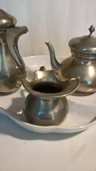 Set the, caffè, latte, in peltro