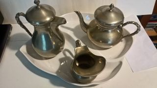 Set the, caffè, latte, in peltro