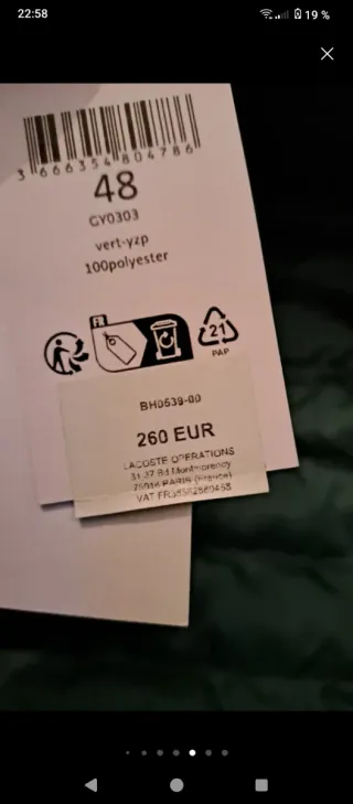 Chaqueta acolchada Lacoste verde