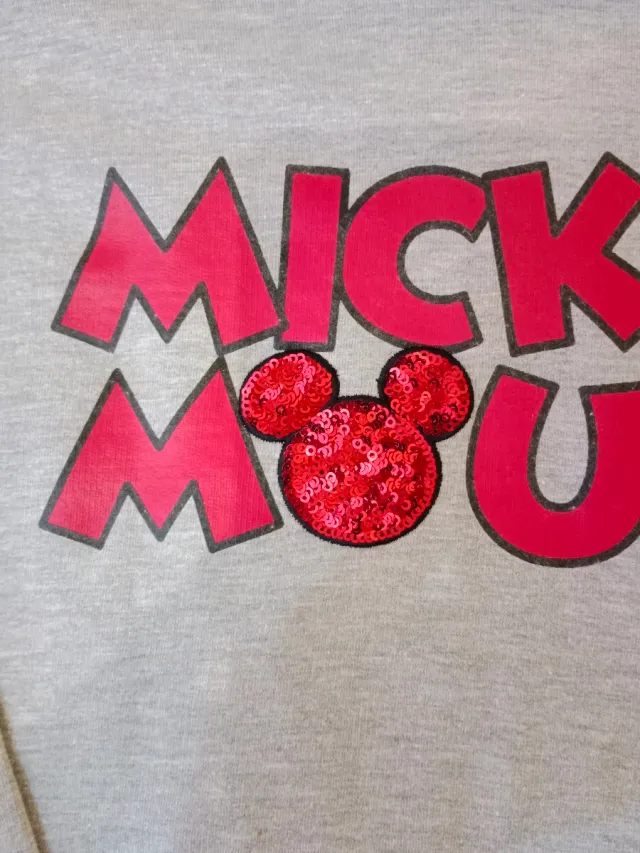 Sudadera Disney Mickey Mouse Lentejuelas Gris