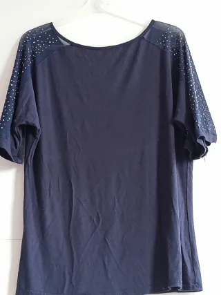 Maglia blu elegante con strass