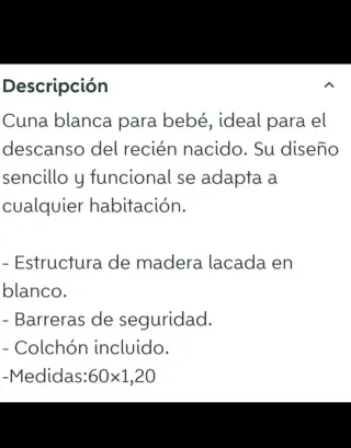 Cuna blanca para bebé