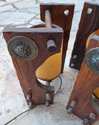 Lámparas Vintage Mesita Noche Madera y Metal