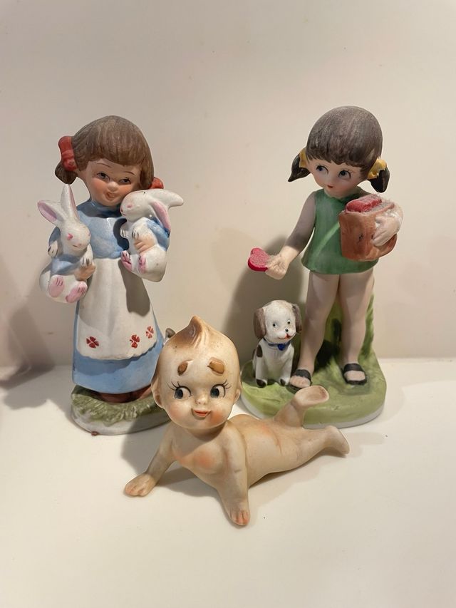 Statuette vintage Capodimonte e Kewpie porcellana