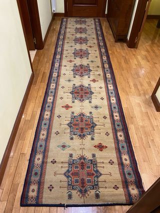 Tappeti da corridoio in lana beige e multicolore