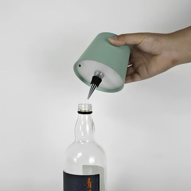 Lampada LED bottiglia kaki tessuto vetro