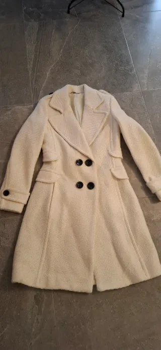 Abrigo Mango Beige lana virgen