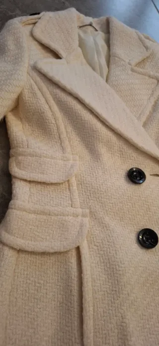 Abrigo Mango Beige lana virgen