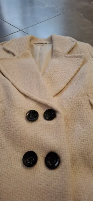 Abrigo Mango Beige lana virgen