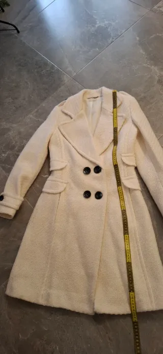 Abrigo Mango Beige lana virgen