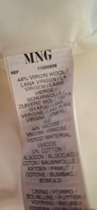 Abrigo Mango Beige lana virgen