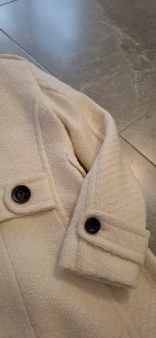 Abrigo Mango Beige lana virgen