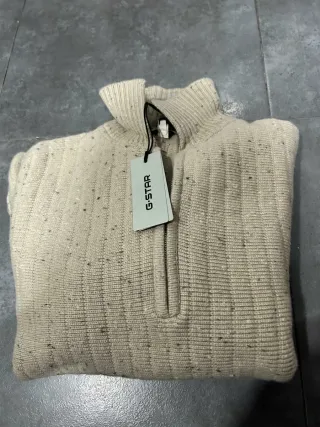 Jersey G-Star RAW beige cremallera cuello
