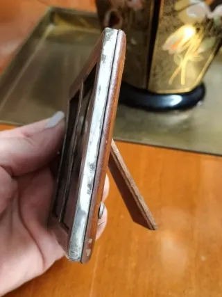 Portafoto antico legno e argento 800